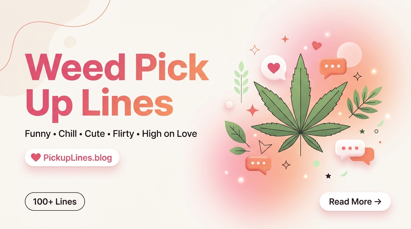 Find chill, funny, flirty, and PG-13 weed pick up lines for texts, Tinder, captions, and smoke buddies. Copy a line or use the free generator.