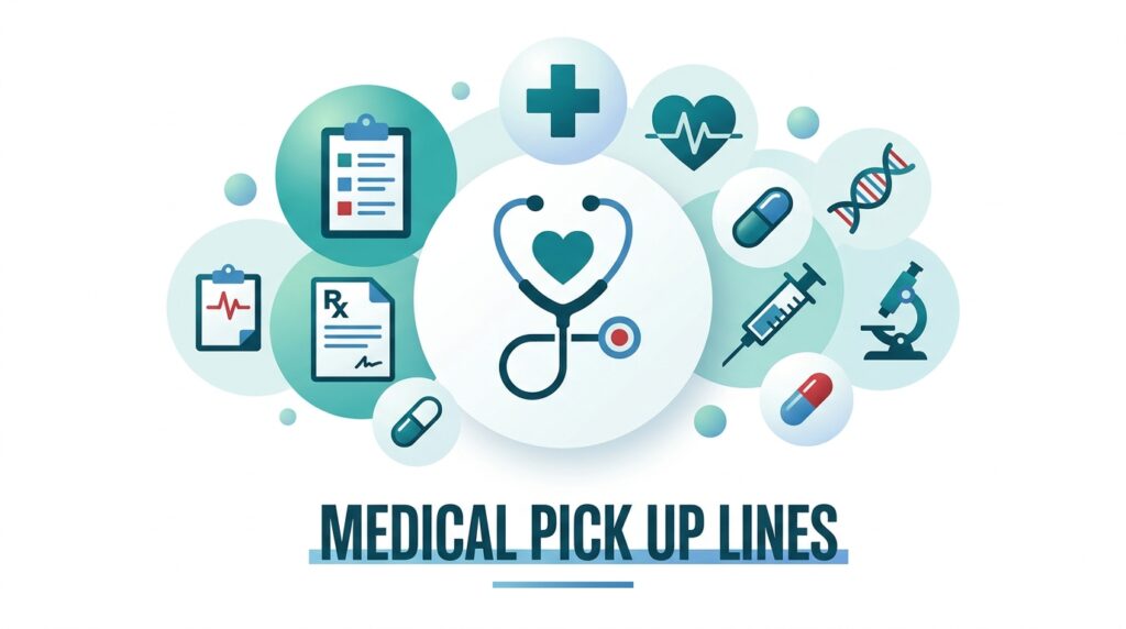 Funny, cute and clever medical pick up lines for doctors, nurses, med students, healthcare workers, texts and dating apps.