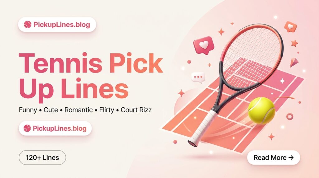 180 funny, flirty, cute, dirty, romantic, and rizz tennis pick up lines for texts, DMs, dating apps, and court-side conversations.