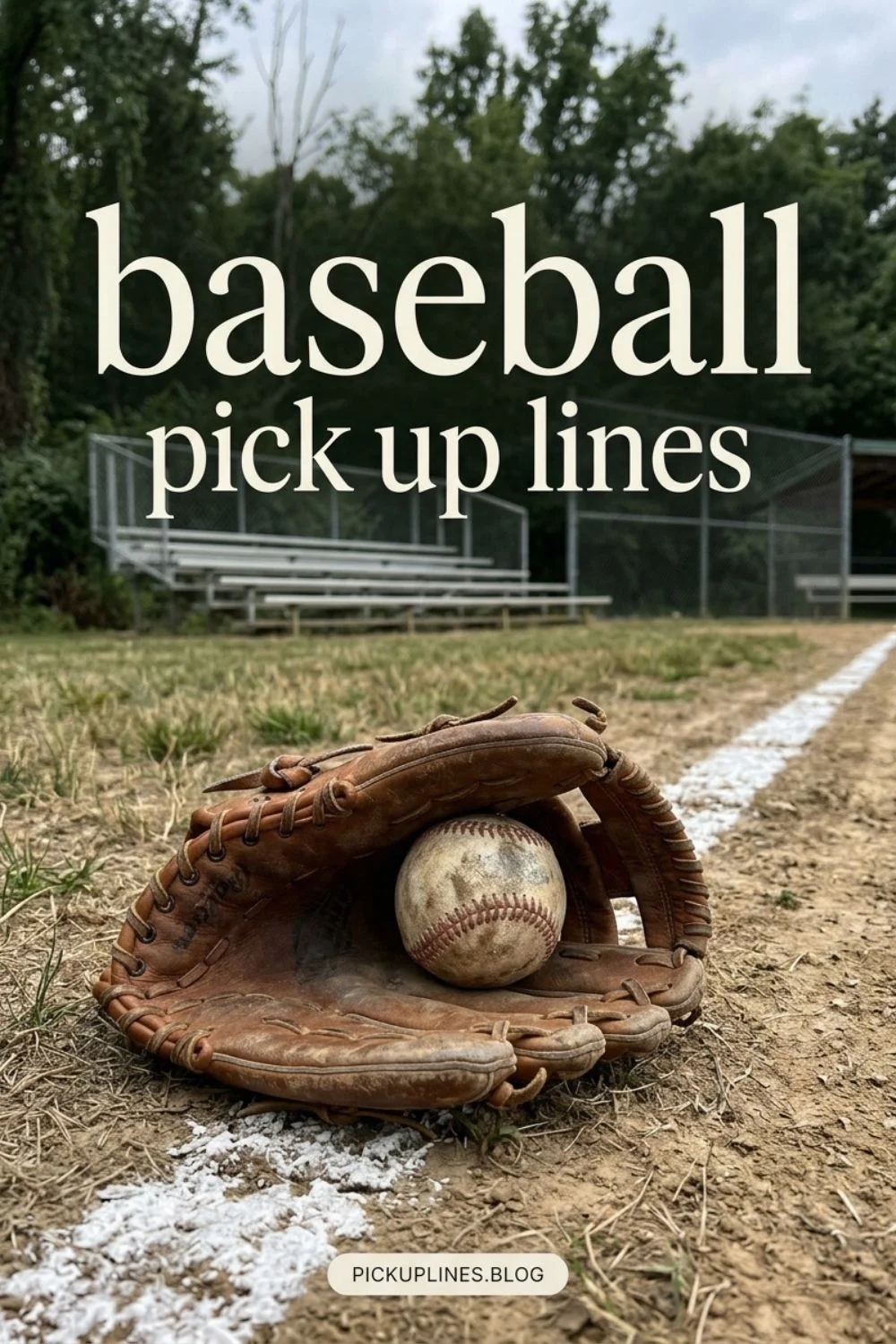 Baseball sitting in a glove on the field