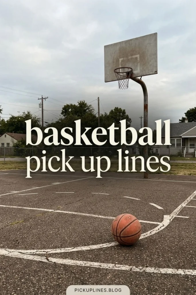 Basketball pick up lines on a court-inspired image