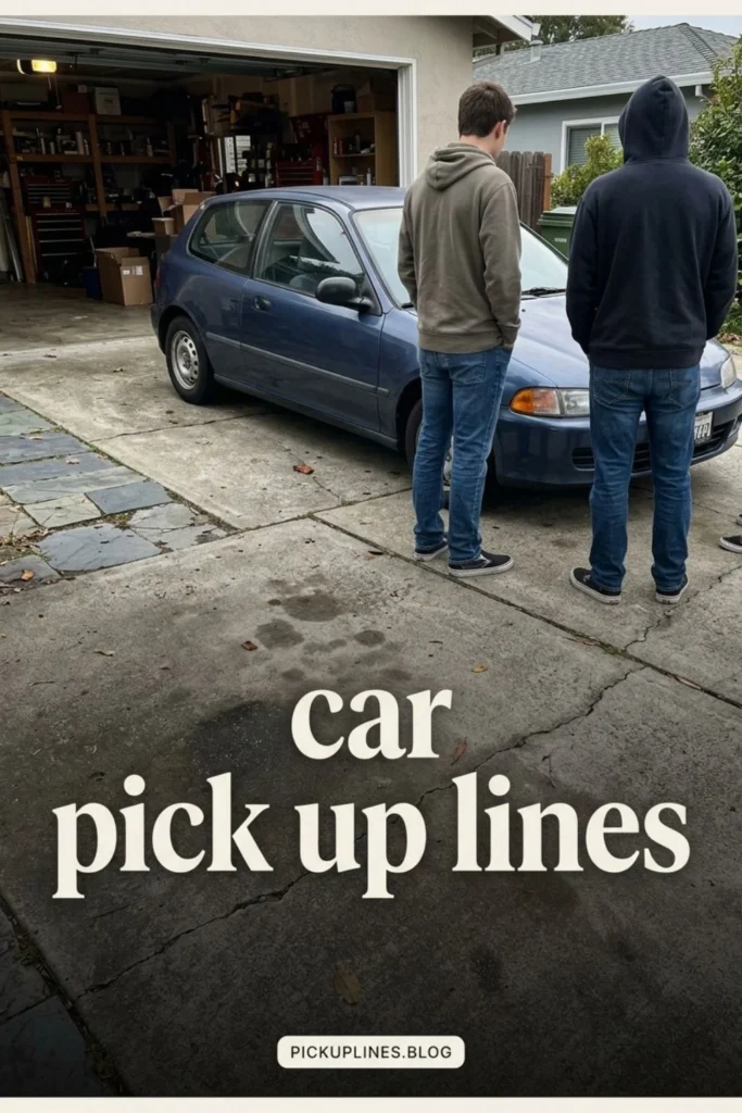 Car meet photograph with conversation headline