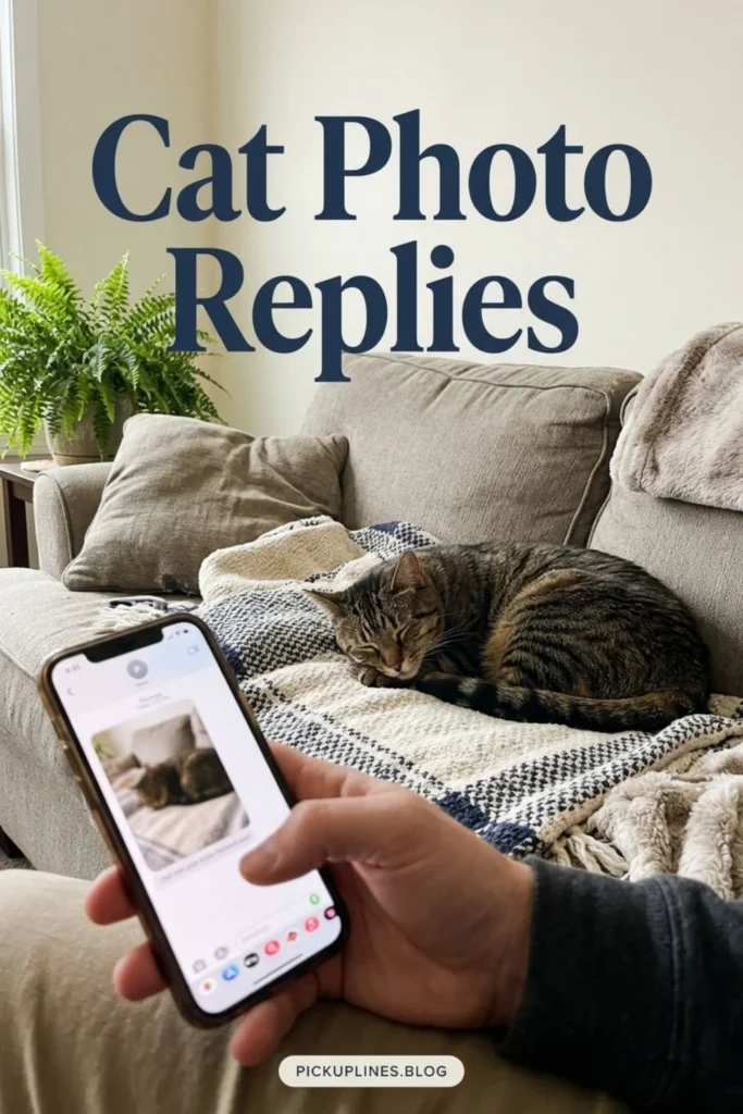 Cat photo scene for playful replies