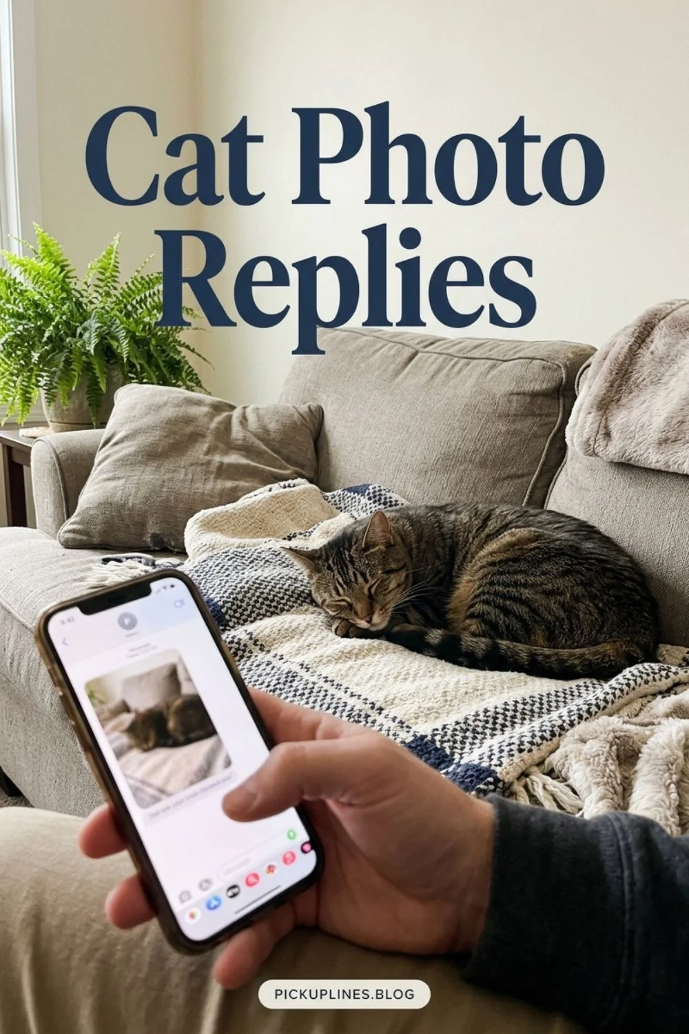 Cat photo scene for playful replies