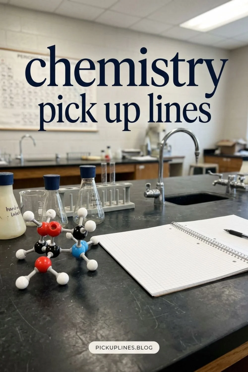 A chemistry teaching model on a lab table