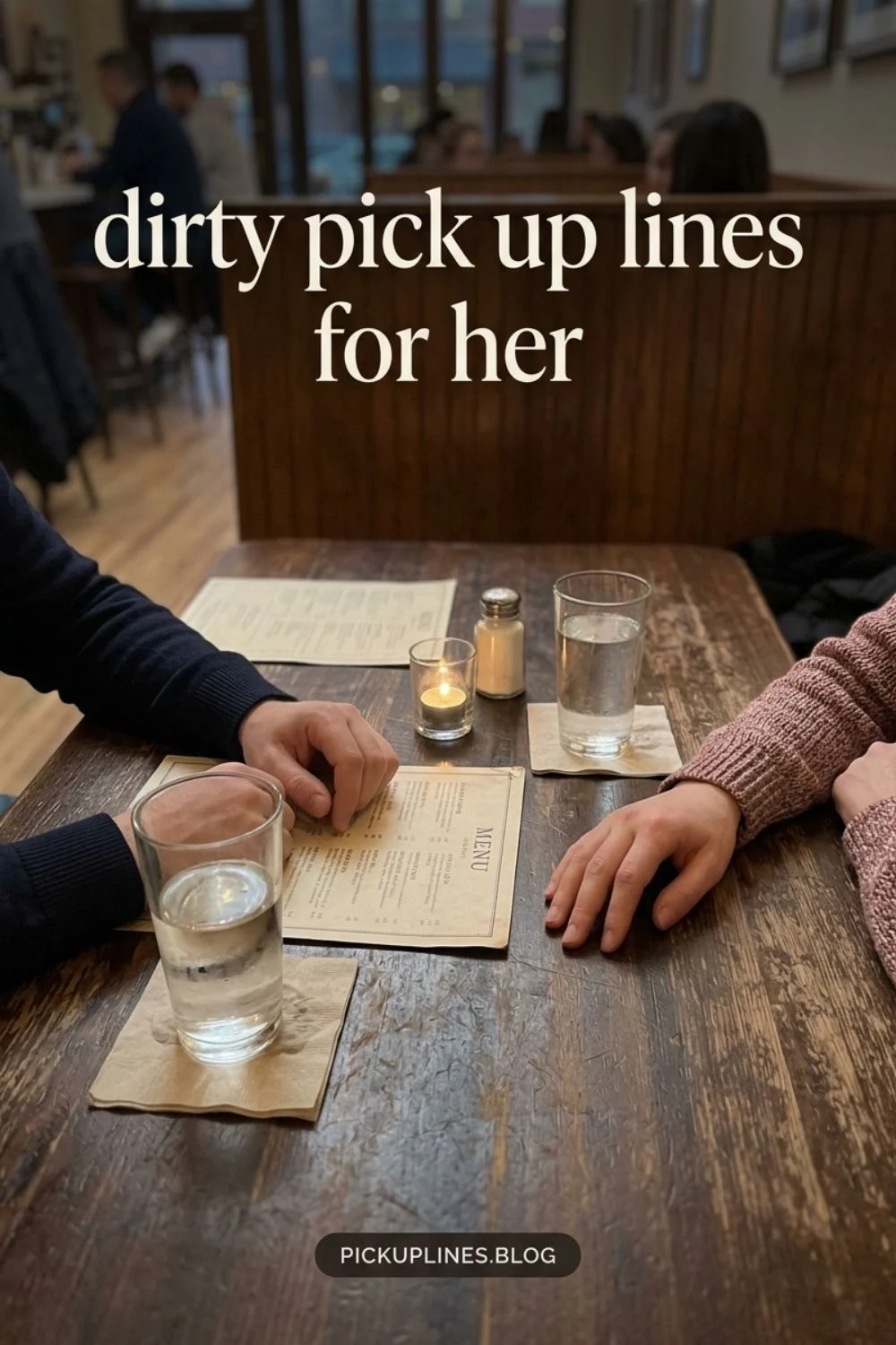 Adults discussing a playful conversation at a cafe table