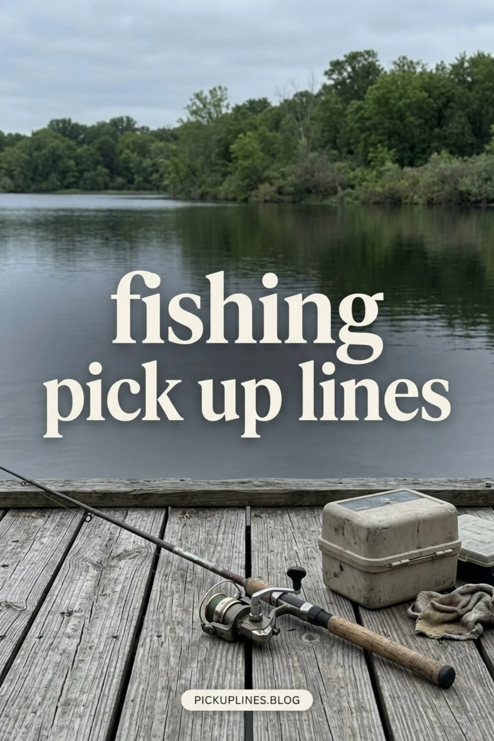 Fishing rod resting on a wooden pier