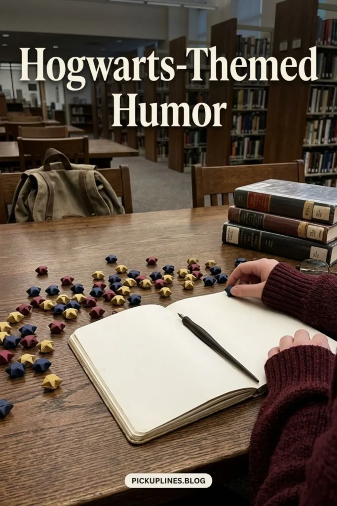 Wizard-themed fantasy humor image for Harry Potter pick up lines