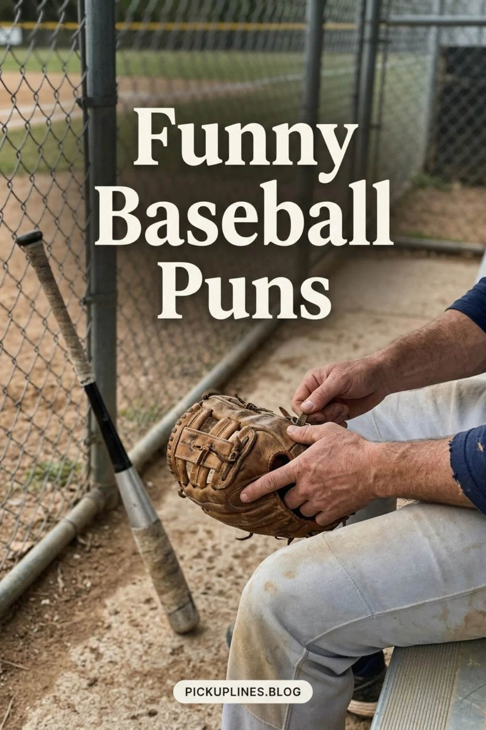 Hands tightening the laces of a baseball glove