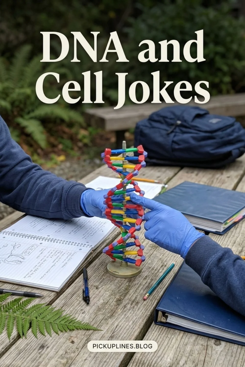 Hands assembling a DNA molecule teaching model