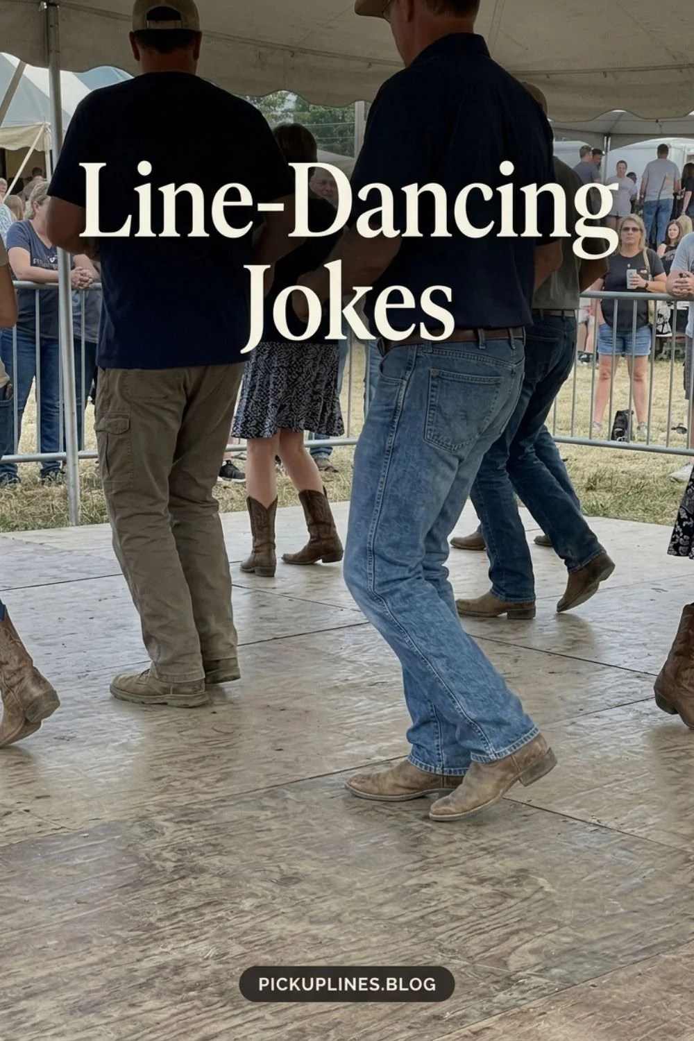 Adults in cowboy boots dancing together at a country event
