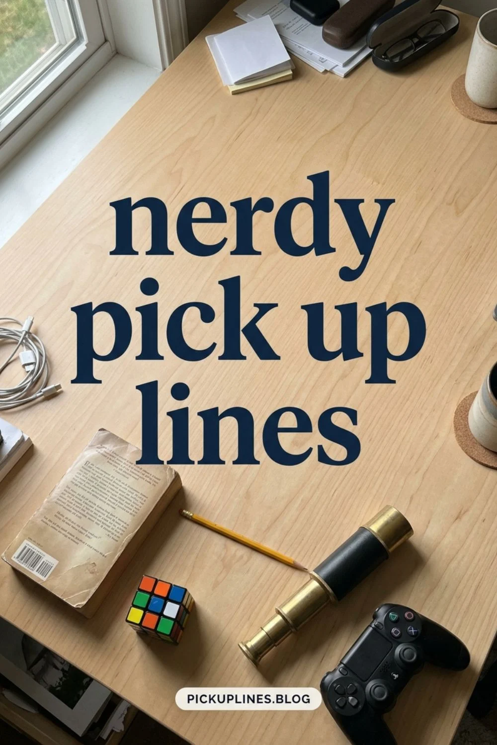 Hobby desk with puzzle objects for a nerdy conversation