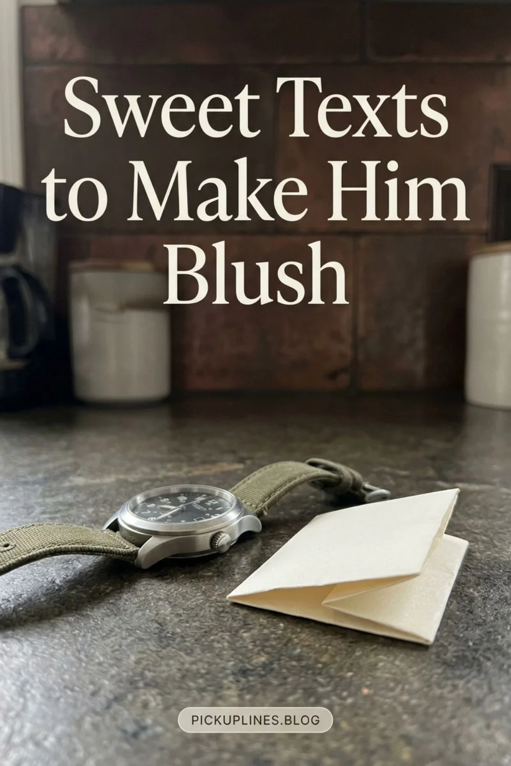 Wristwatch and folded note beside a small gift on a table