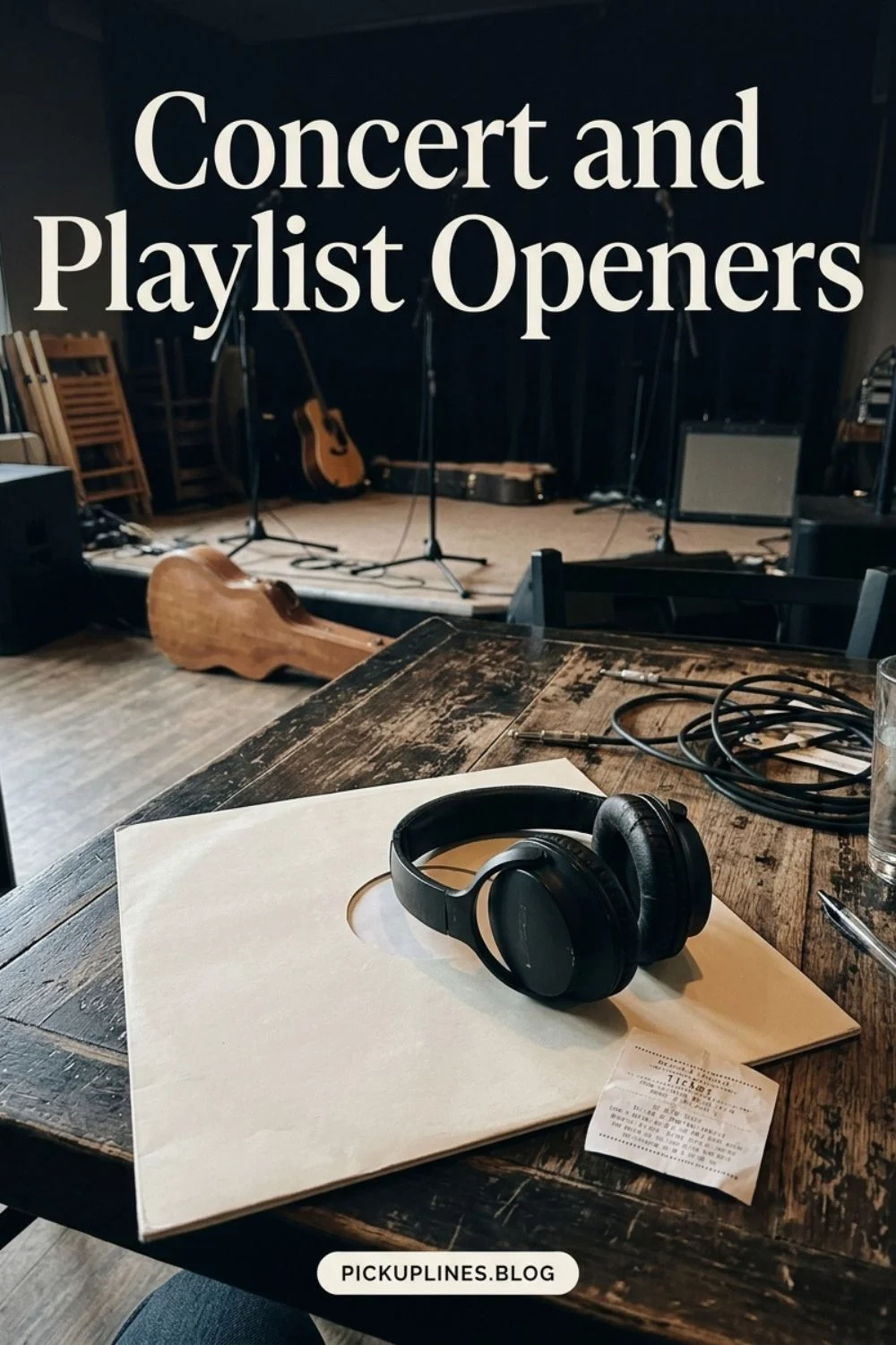 Headphones and sheet music arranged near a music setup