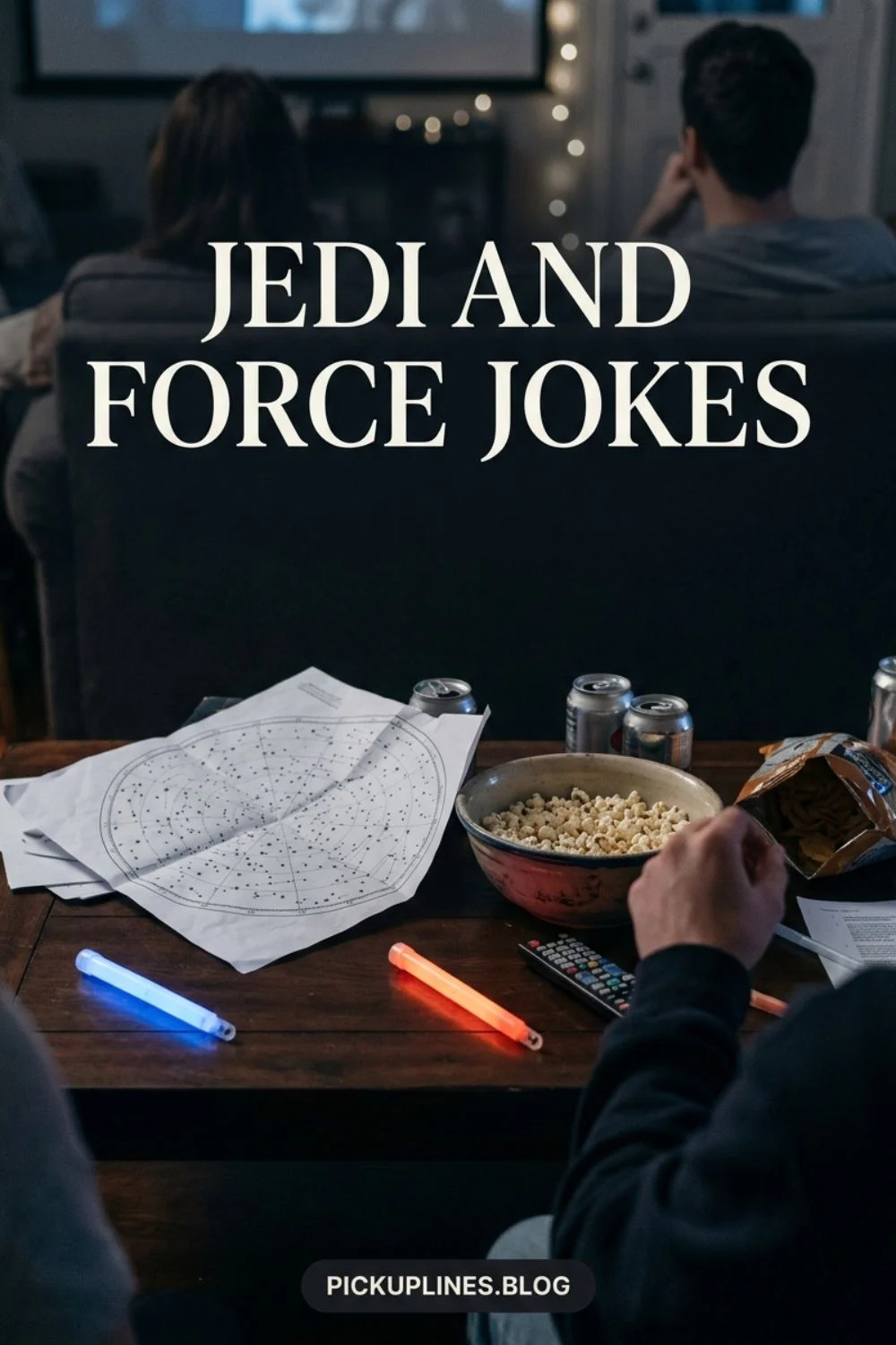Science fiction movie night table setup